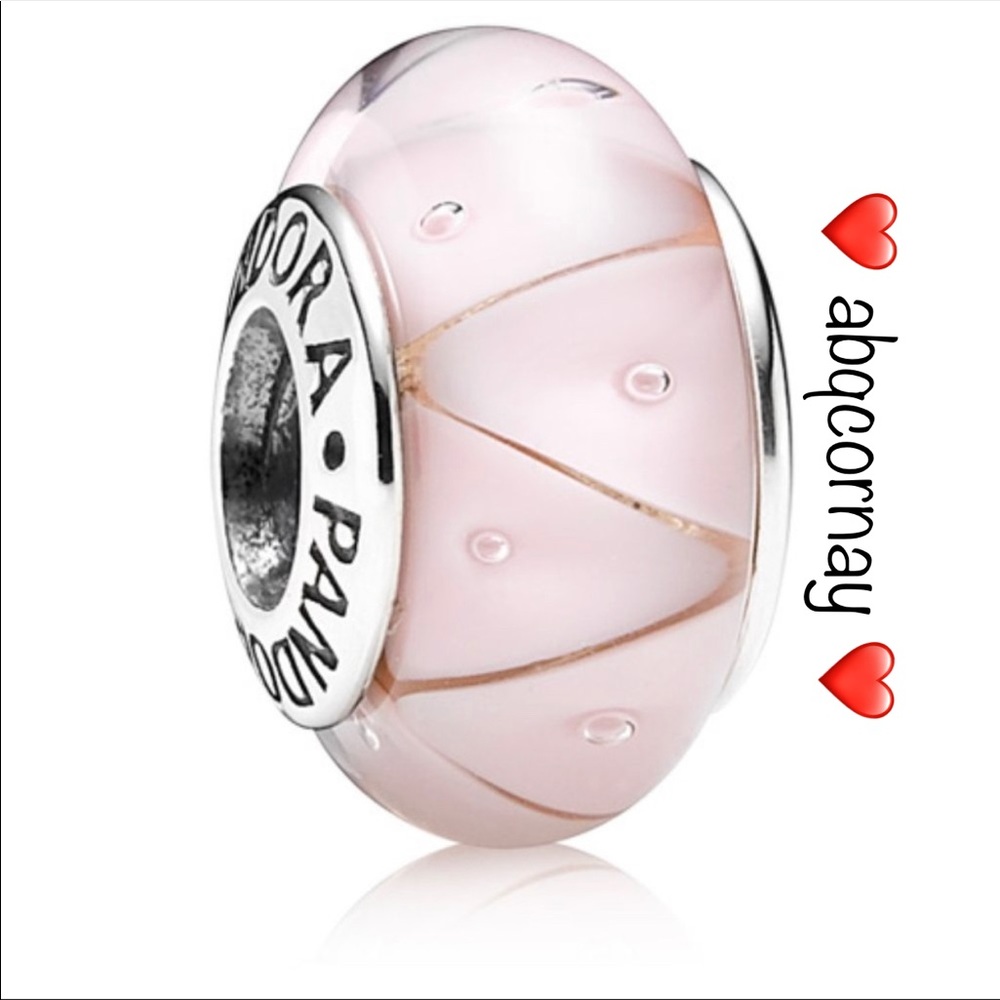 EUC Pandora 790922 Sterling Silver Rose Looking Glass Murano Charm